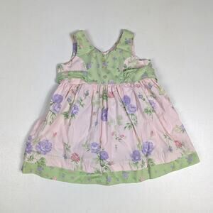 Vtg Hartstrings Baby Dress Girls Sz 18m 90s Pink Floral Sundress